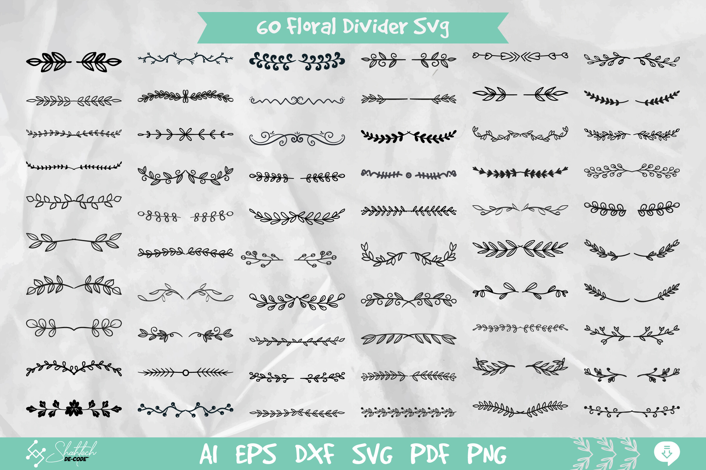 60 Floral Divider Svg Floral Divider Sv