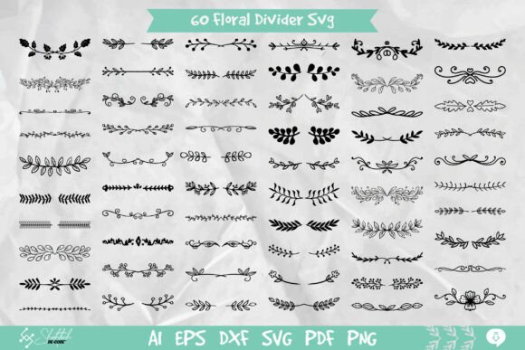 60 Floral Divider Svg Leaf Border Png