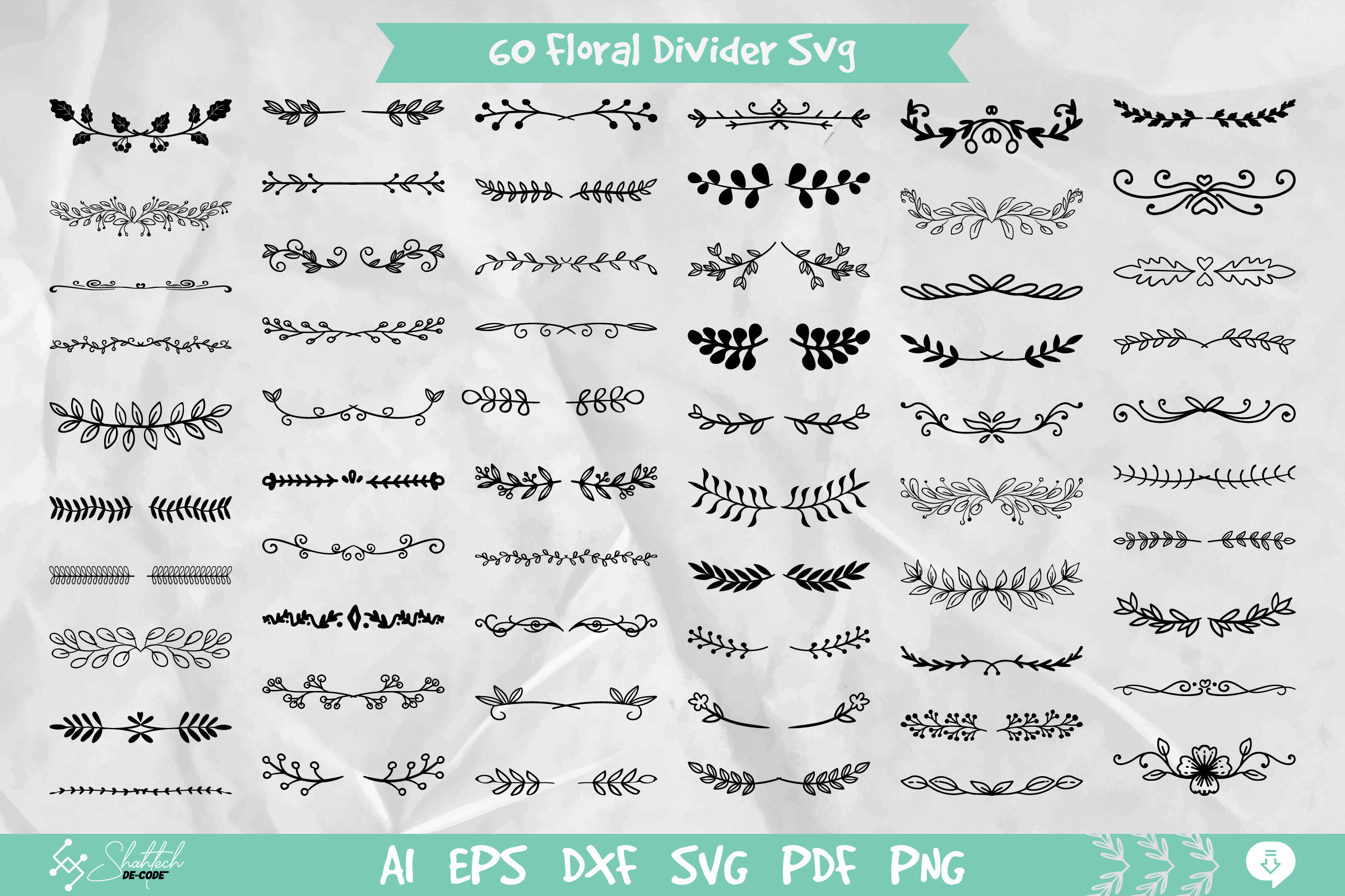 60 Floral Divider Svg Leaf Border Png