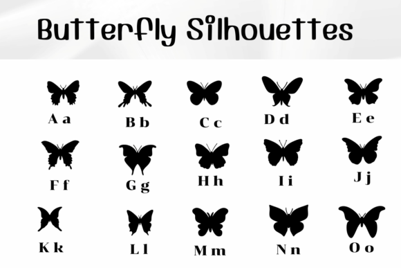 Butterfly Silhouettes Font PNG with transparent background - Preview 1