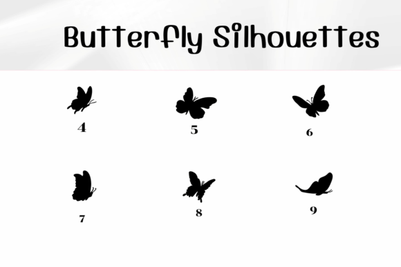 Butterfly Silhouettes Font PNG with transparent background - Preview 3