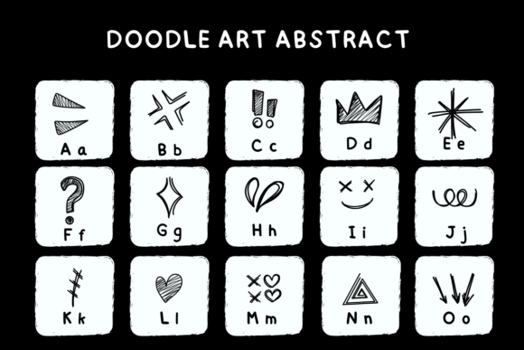 Doodle Art Abstract Font PNG with transparent background - Preview 1