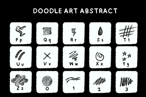 Doodle Art Abstract Font PNG with transparent background - Preview 2