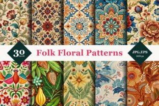 Folk Floral Seamless Patterns 03 Graphic by TriDraw · Creative Fabrica