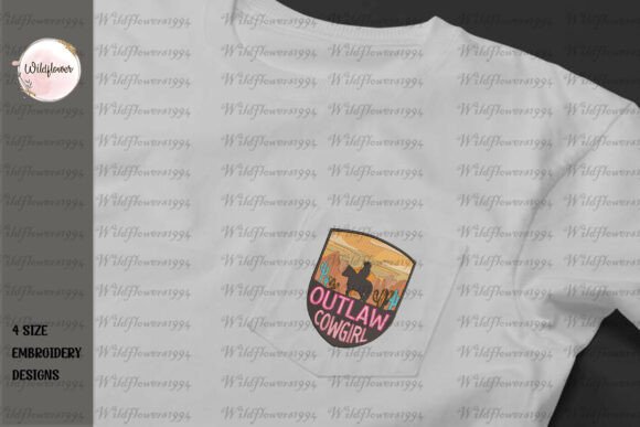 Outlaw Cowgirl Embroidery Design