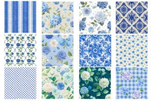 Royal Blue Floral Digital Paper Graphic by Designstock · Creative Fabrica
