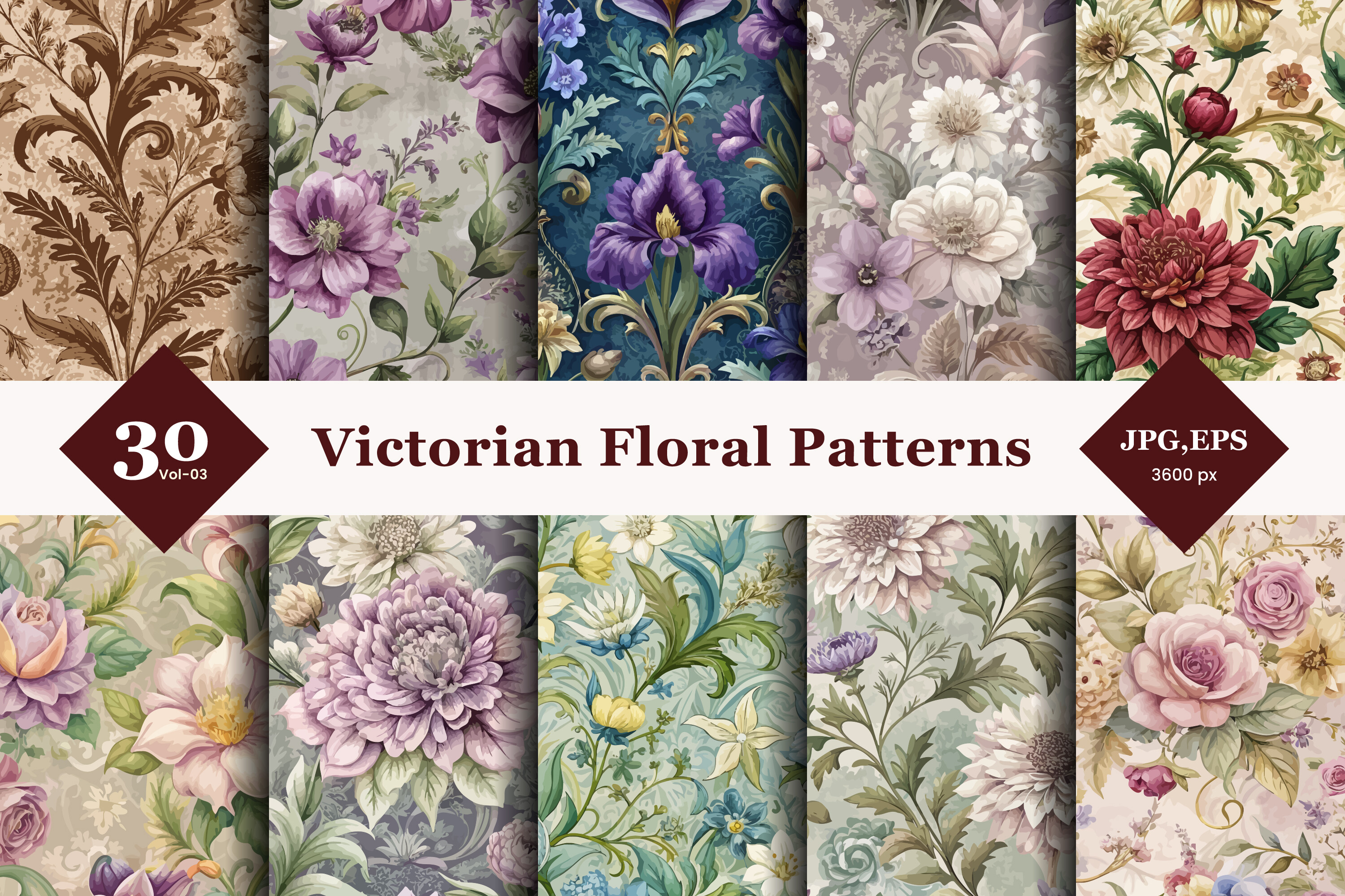 Victorian Floral Seamless Patterns 03 Graphic by TriDraw · Creative Fabrica