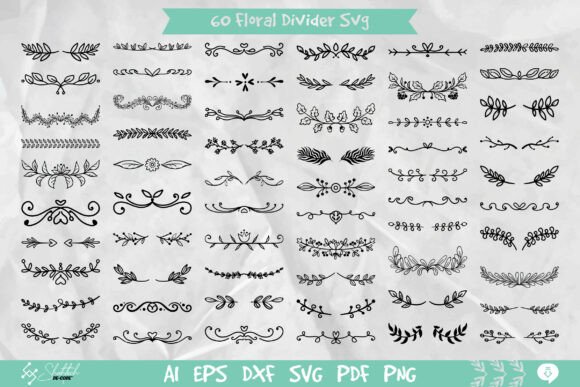 60 Floral Divider Svg