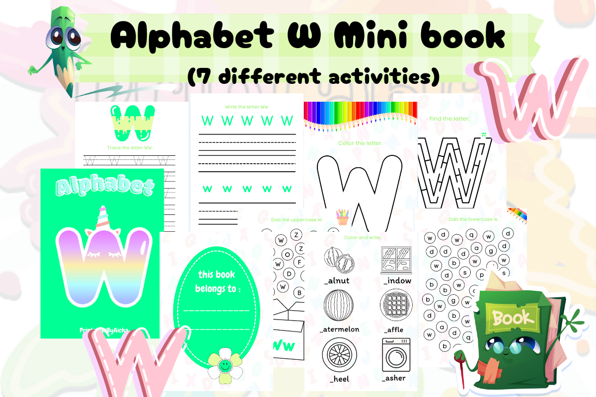 Alphabet "W" Mini Book. Graphic by PrintablesByAicha · Creative Fabrica