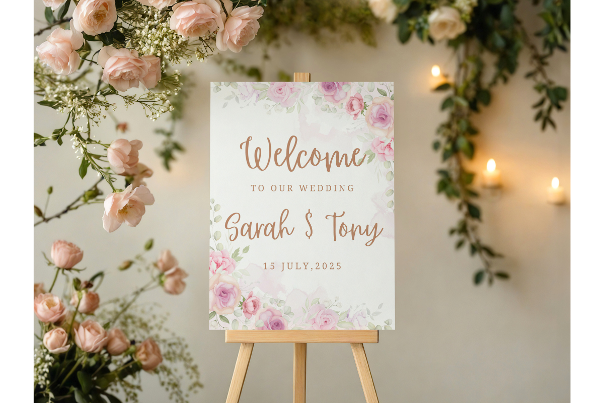 Blush Pink Wedding Welcome Sign