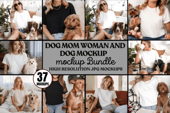 Dog Mom Woman and Dog Mockup Bundle