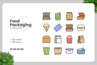 Food Packaging Colored Icons Graphic by upnowgraphic · Creative Fabrica