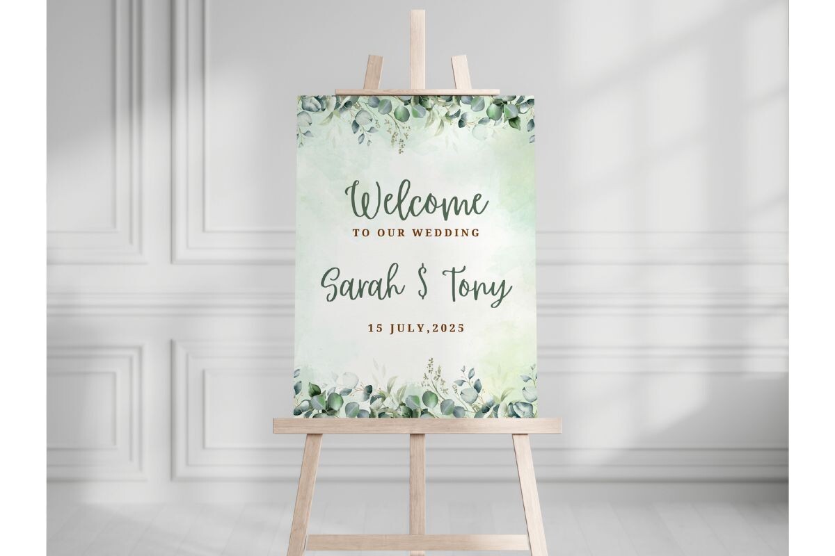 Greenery Wedding Welcome Sign Canva