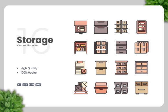 Storage Colored Icons Graphic by upnowgraphic · Creative Fabrica