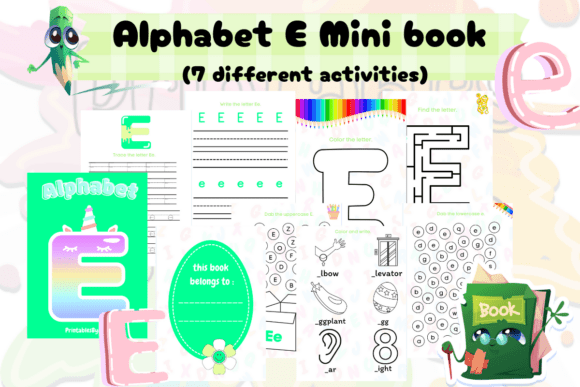 Alphabet "E" Mini Book. Graphic by PrintablesByAicha · Creative Fabrica