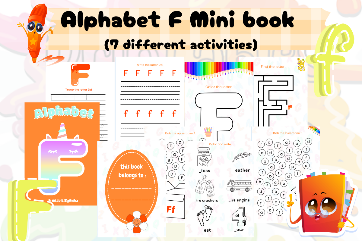 Alphabet "F" Mini Book. Graphic by PrintablesByAicha · Creative Fabrica
