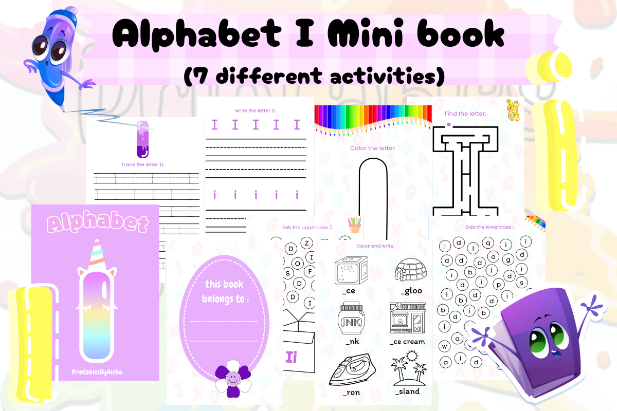 Alphabet "I" Mini Book. Graphic by PrintablesByAicha · Creative Fabrica