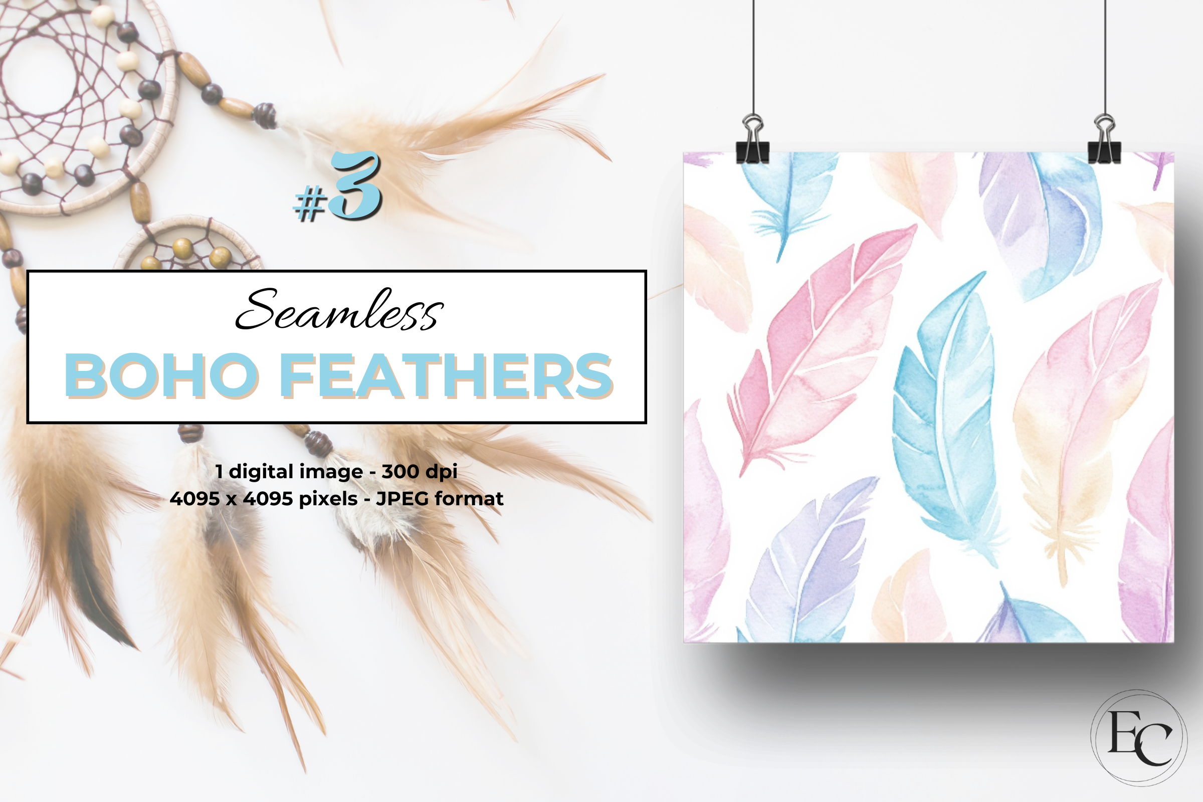 Boho Feather Magic Seamless Pattern Graphic by Esch Creative · Creative ...