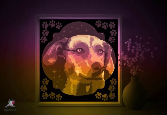 Dog papercut lightbox SVG template