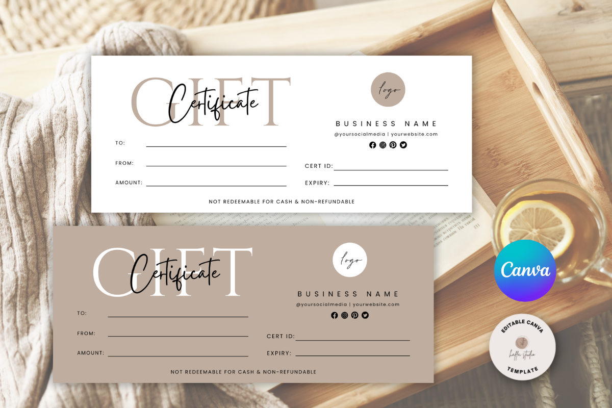 Editable CANVA Gift Certificate Template