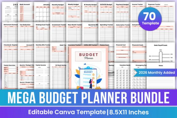 Mega Budget Planner Bundle Canva Kdp
