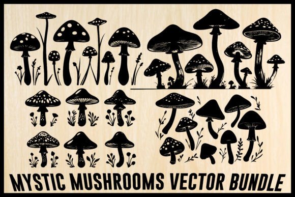 Mystic Mushrooms Clipart Set Grafica Creazioni Di Creativelab19