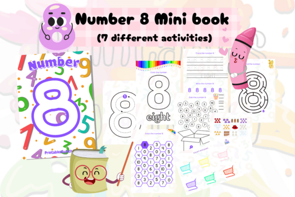 Number 8 Mini Book. Graphic by PrintablesByAicha · Creative Fabrica