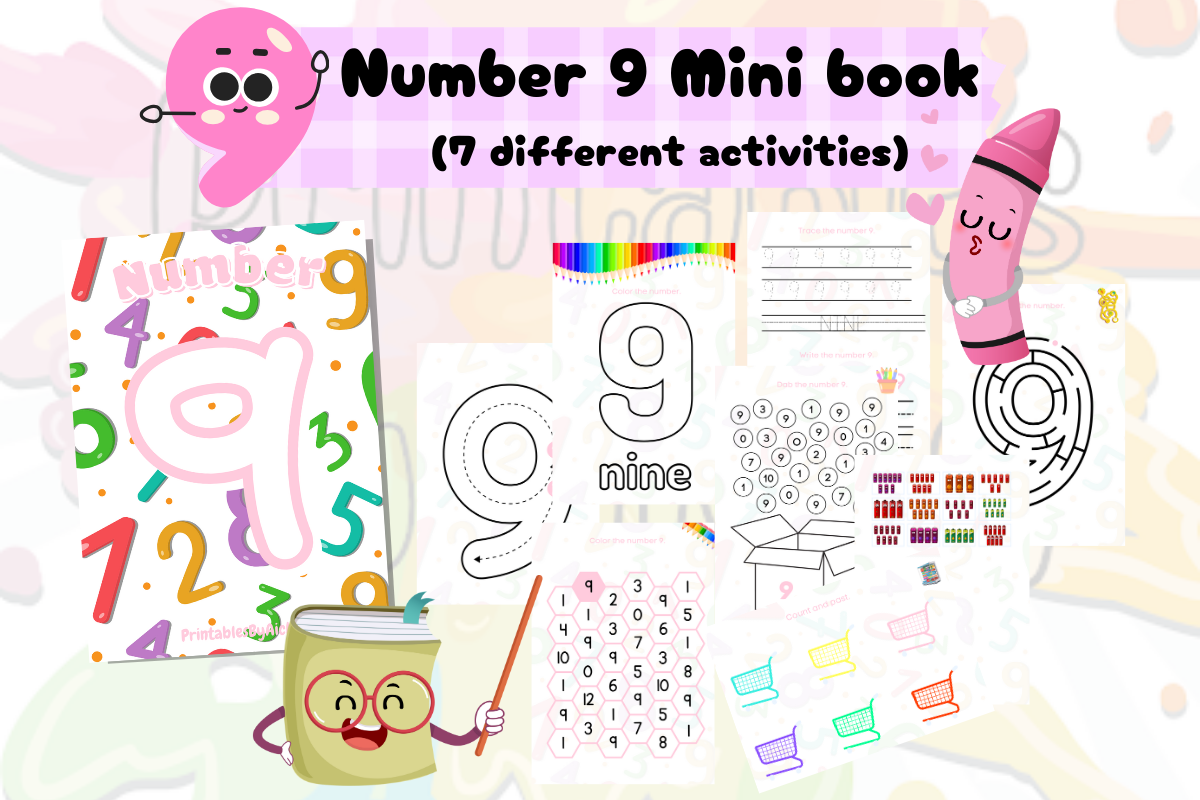 Number 9 Mini Book. Graphic by PrintablesByAicha · Creative Fabrica