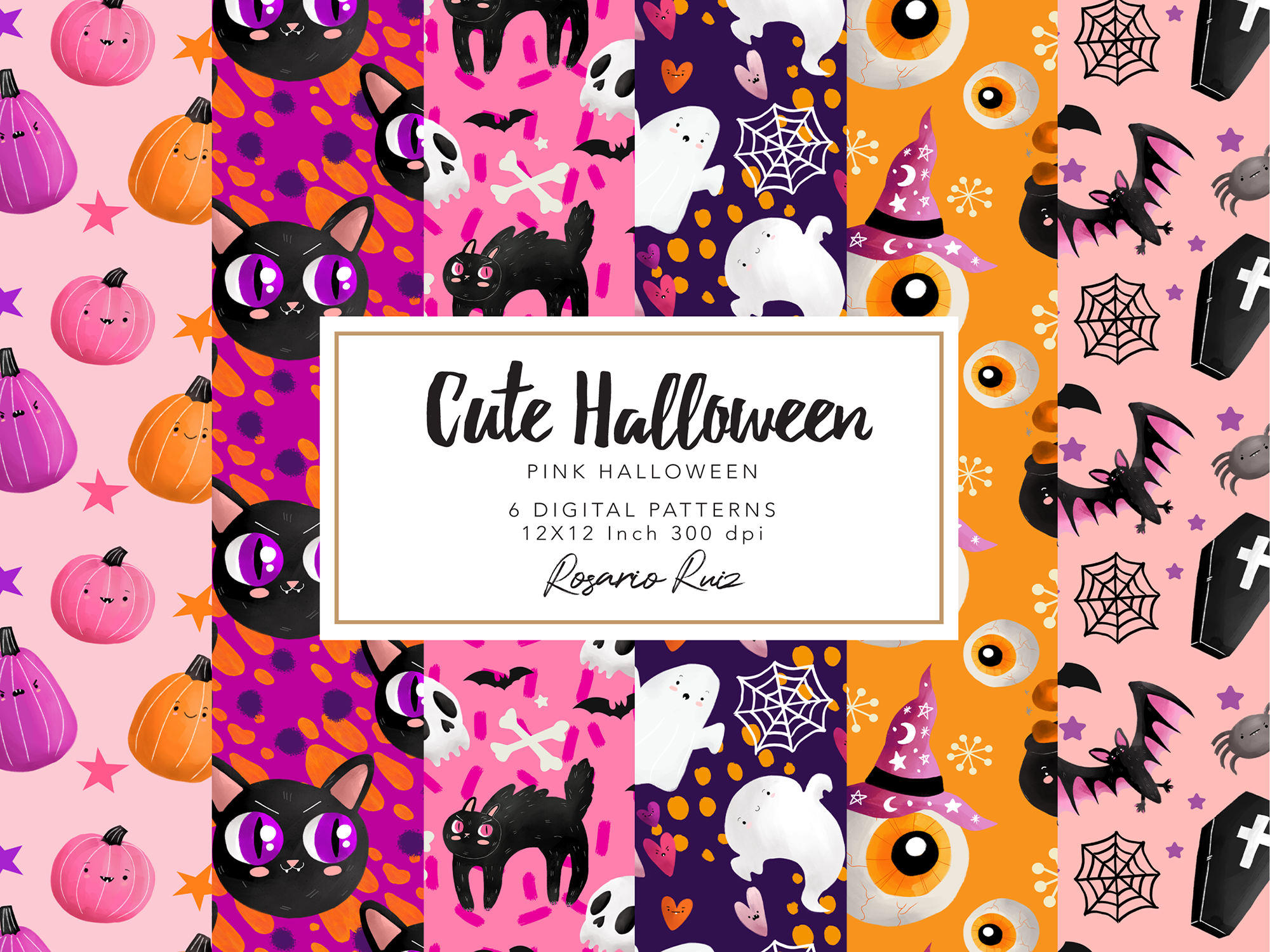 Pink Halloween Pattern, Halloween Paper