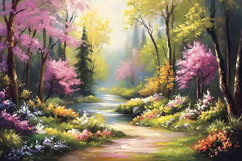 Spring Garden Watercolor Pink Flowers Graphic by Topstar · Creative Fabrica