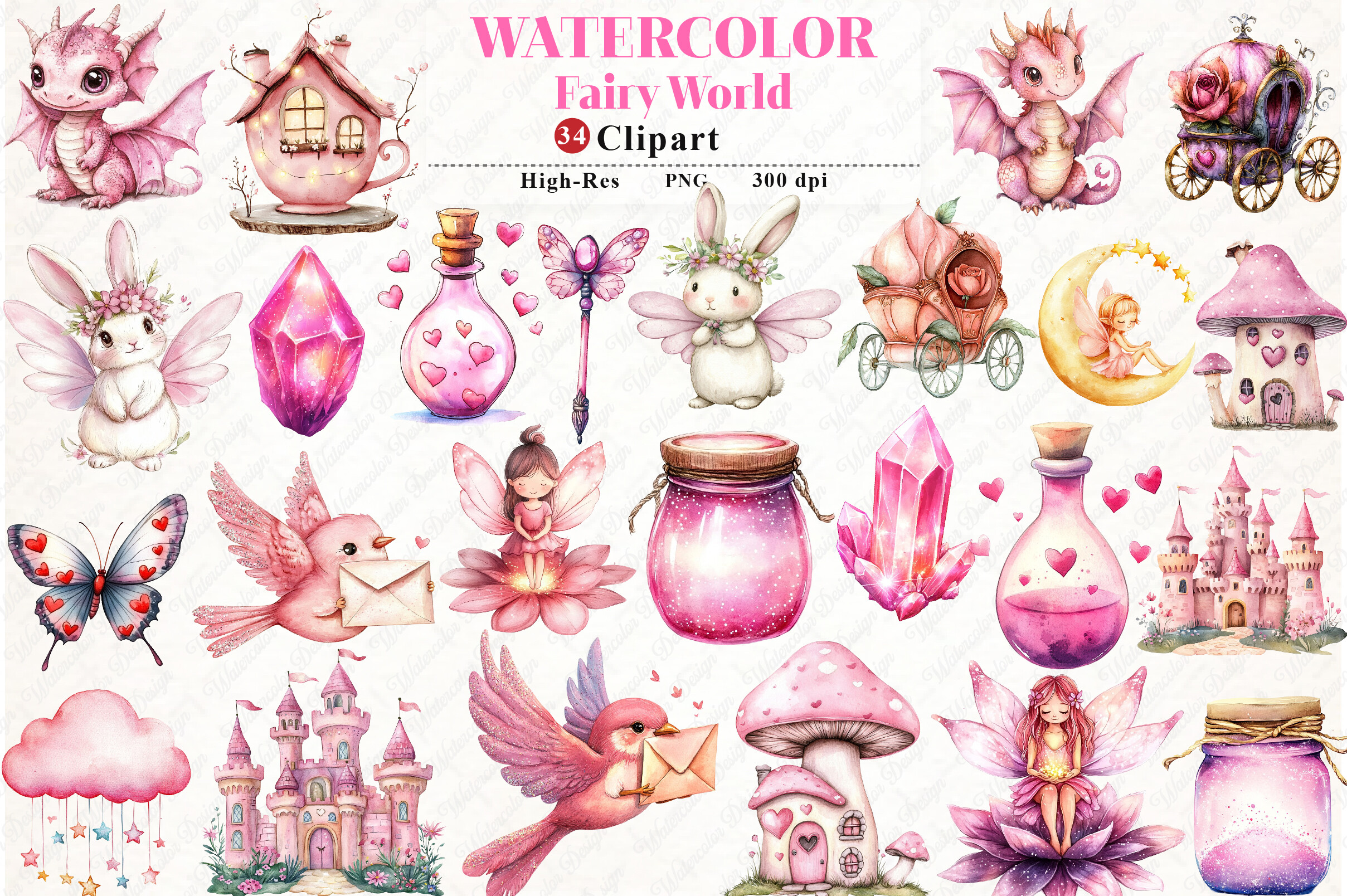 Watercolor Fairy World Clipart Graphic by watercolor Design · Creative ...