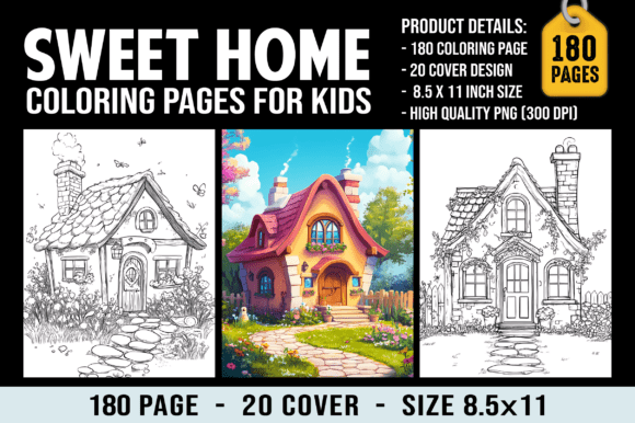 Cute Sweet Home Coloring Pages for Kids