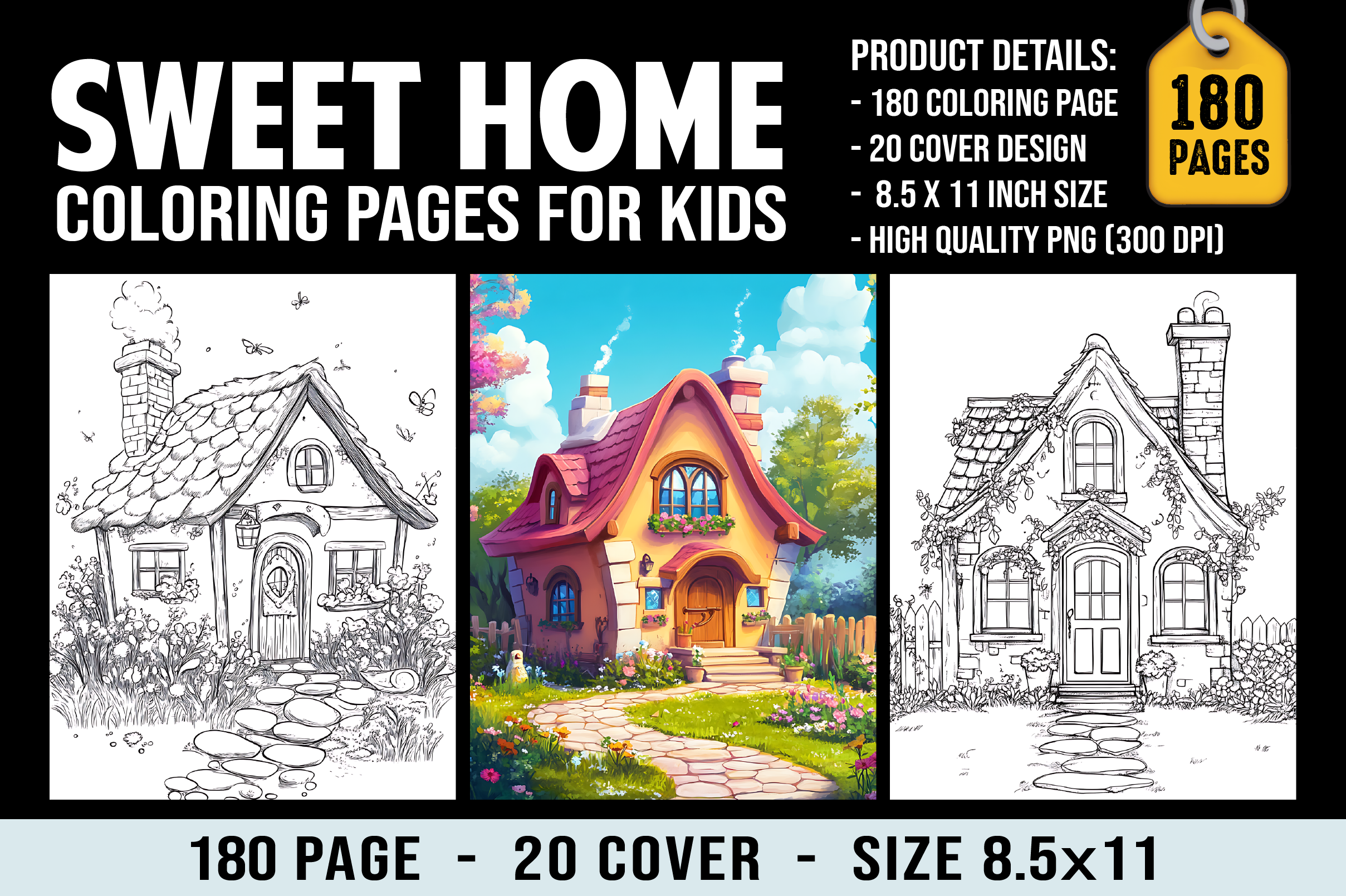 Cute Sweet Home Coloring Pages for Kids