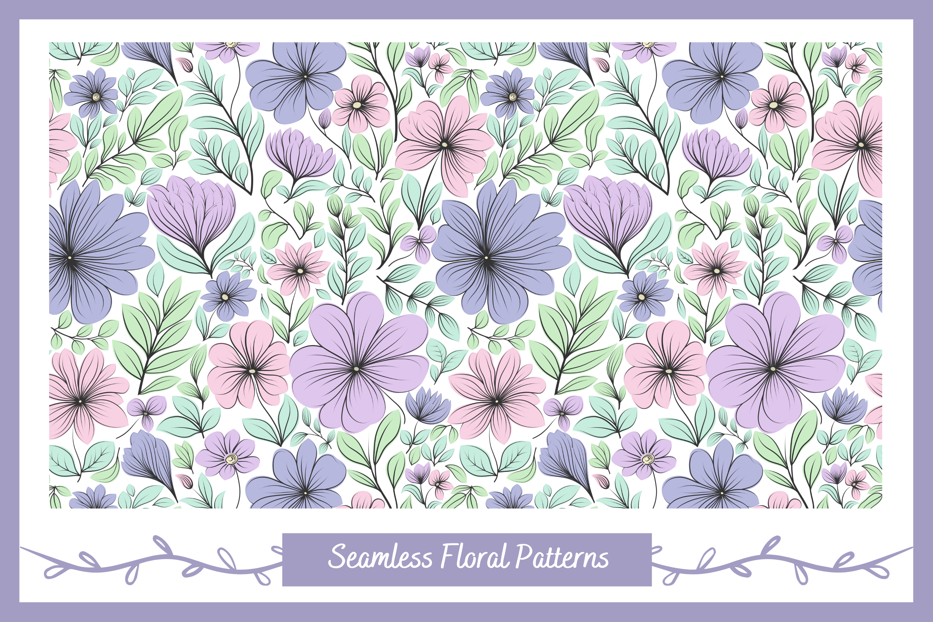Seamless Hand Drawn Floral Digital Paper Graphic by sara_sb2000 ...