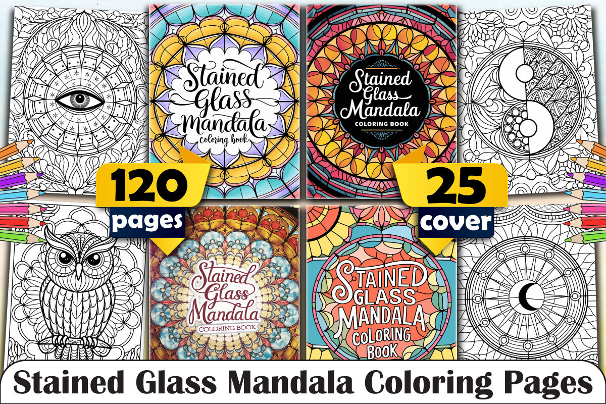 120 Stained Glass Mandala Coloring Pages