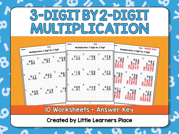 3 Digit by 2 Digit Multiplication Graphic 5th grade By Lady Designs