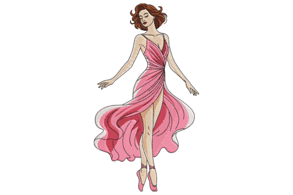 Ballerina in Flowing Pink Dress