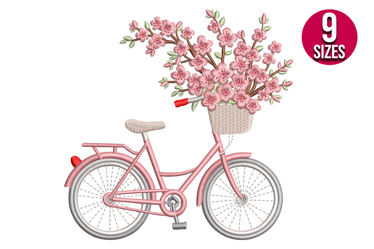 Cherry Flowers Bike, Floral Bicycle