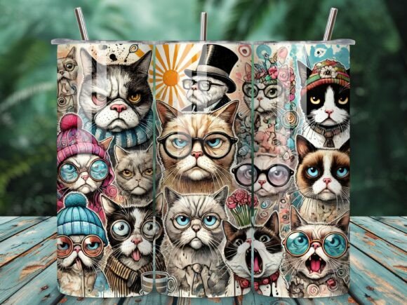 Crazy Cat Lady Lot of Cats tumbler wrap sublimation design for 20oz skinny tumblers