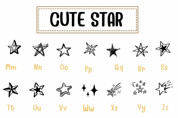 Cute Star Font PNG with transparent background - Preview 2