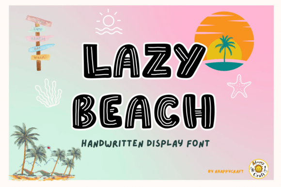 Lazy Beach Font PNG with transparent background - Preview 2