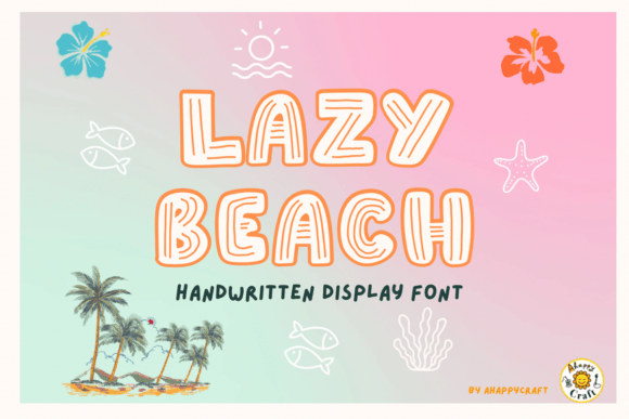 Lazy Beach Font PNG with transparent background - Preview 5