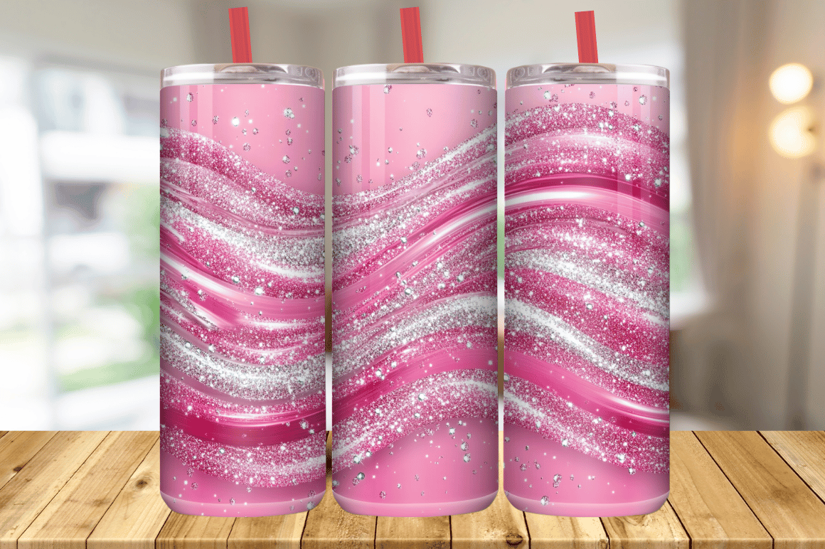 Pink Glitter Tumbler Wrap 20 Oz Skinny Graphic by Magic Creative ...