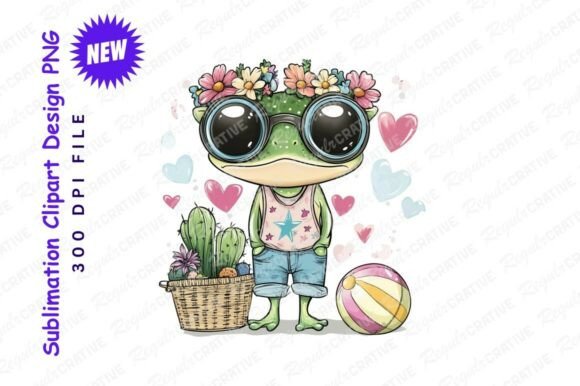Stylish Summer Frog Clipart Png Graphic by Regulrcrative · Creative Fabrica