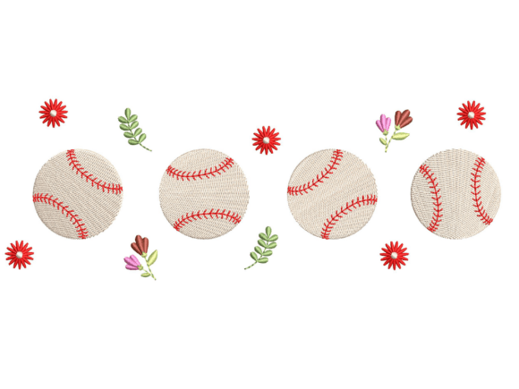 Baseball Floral Embroidery File