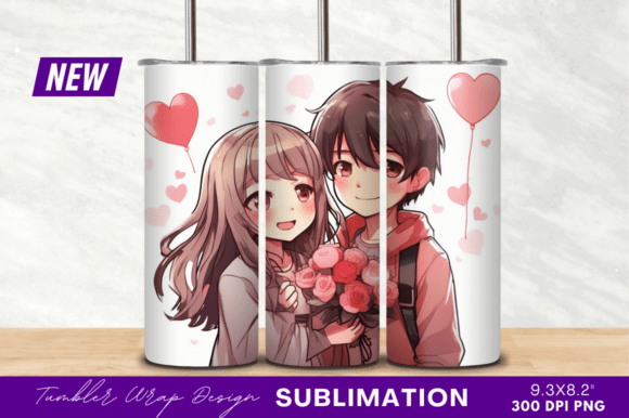 Cute Anime Couple with Flowers Tumbler