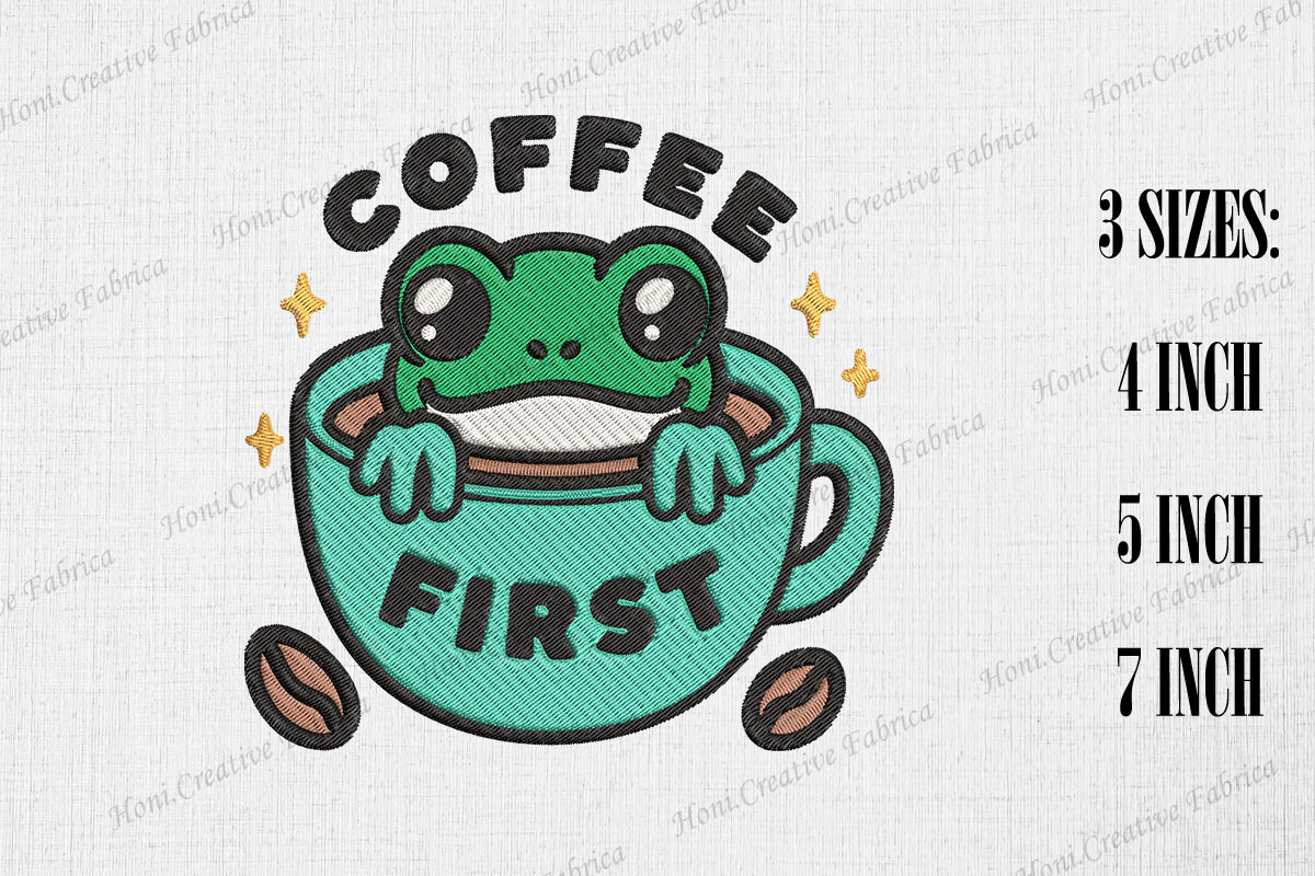 Cute Frog Loves Coffee
