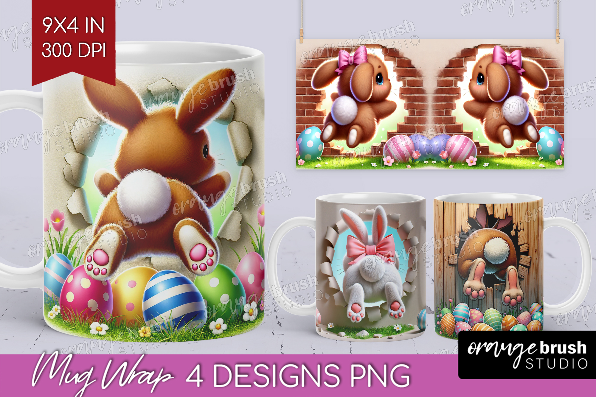 Easter Bunny Mug Wrap PNG Graphic by Orange Brush Studio · Creative Fabrica