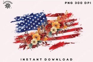 Floral American Flag PNG,4th of July PNG Graphic by CraftyIdeas ...