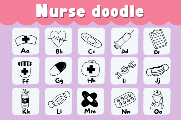 Nurse Doodle Font PNG with transparent background - Preview 1